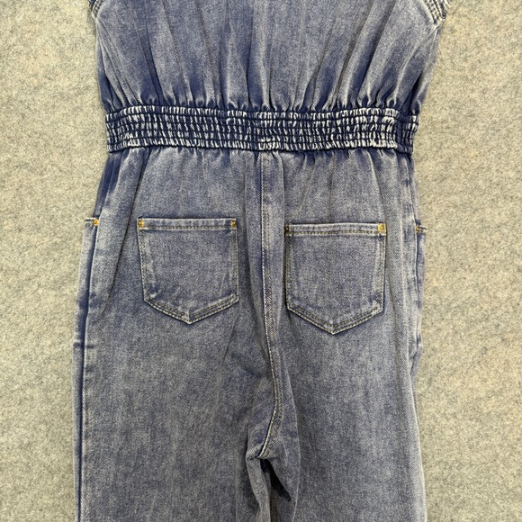 Anthropologie Elliatt Arrangement Denim Jumpsuit Women Small Sleeveless Acid Was - Picture 11 of 12